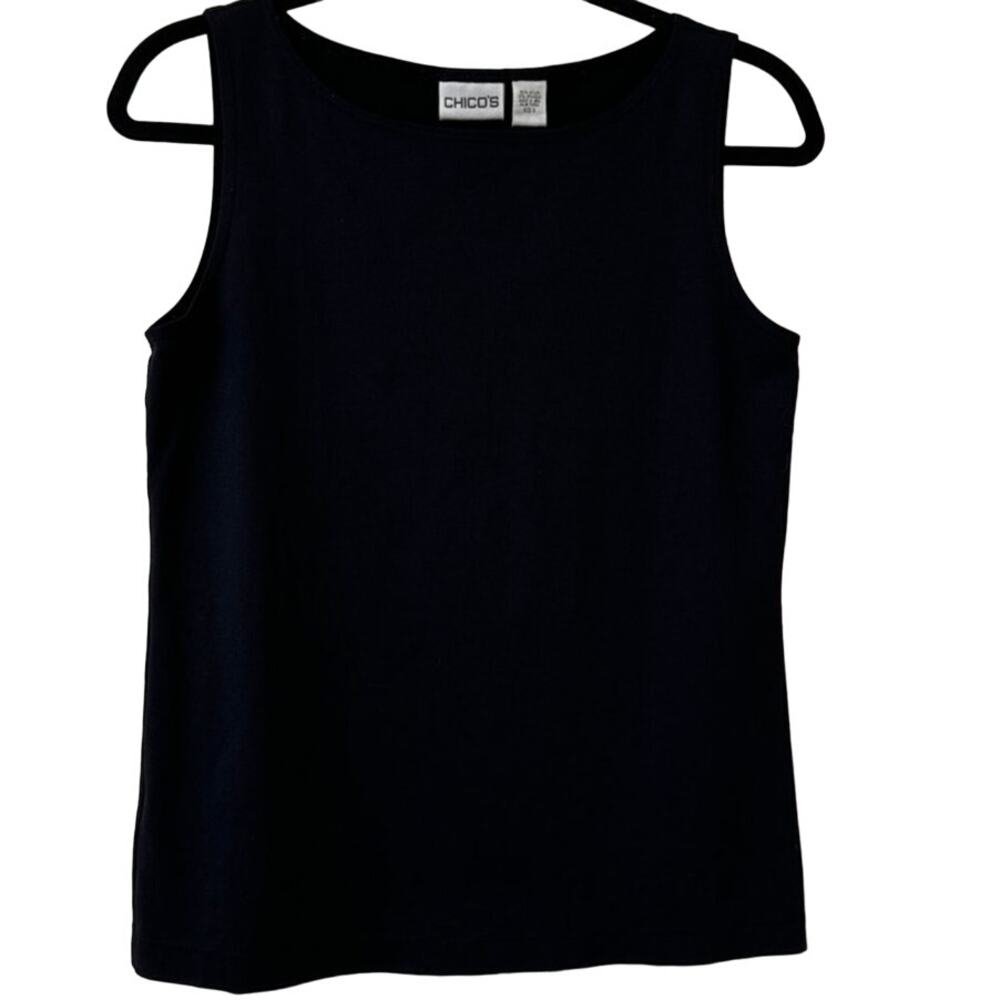 Chico's Size 0 Small Black Stretch Tank Top Great for Travel and Layering